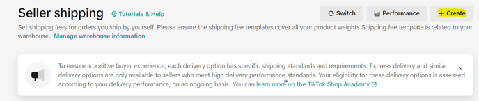 Create Shipping T emplate