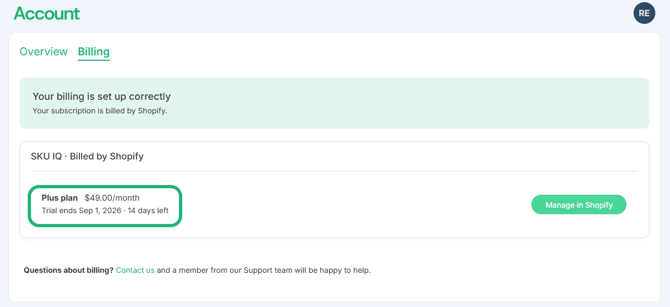 How to change your SKU IQ subscription in Shopify (1)
