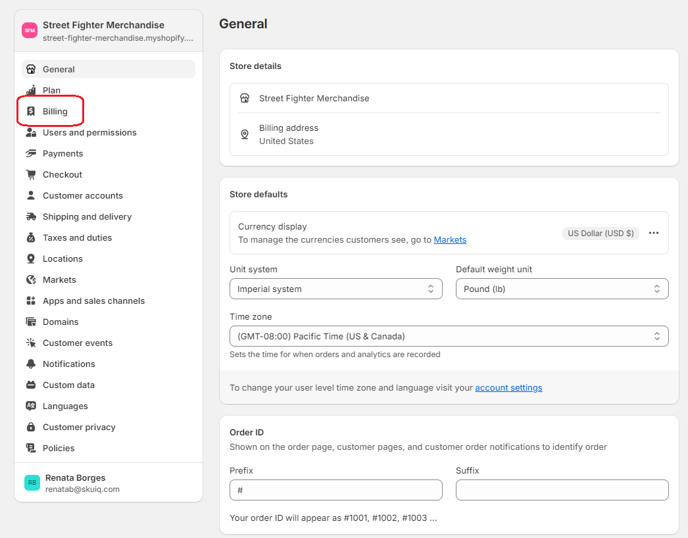 Shopify settings - 2