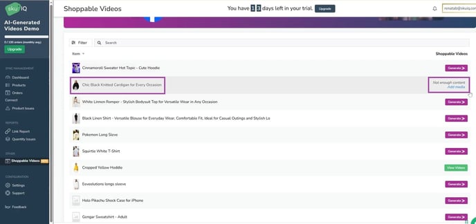 Shoppable videos tab 1