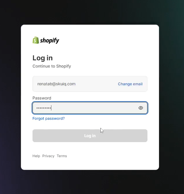 login Shopify