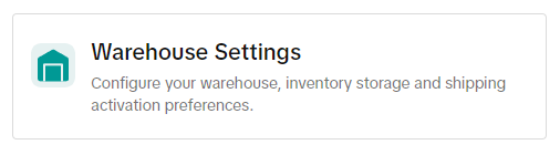 Warehouse settings