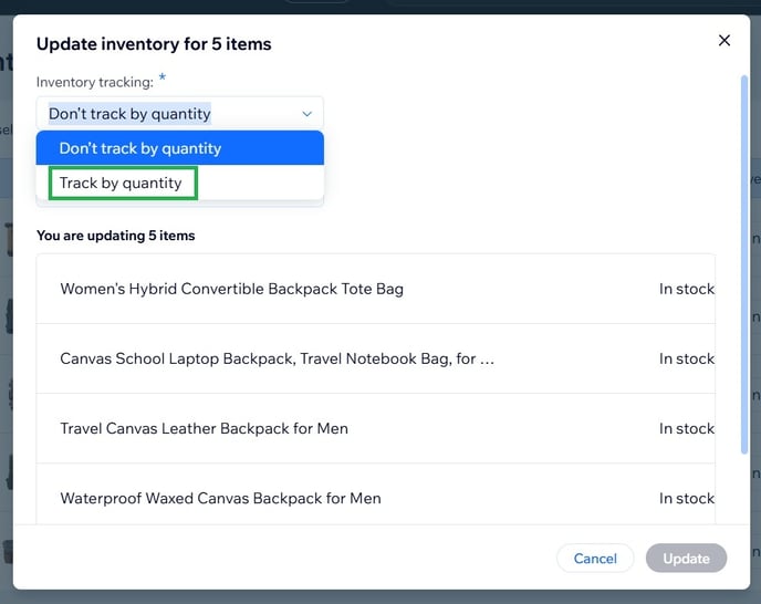 Wix inventory tracking 7