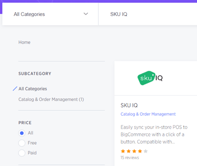 SKU IQ on BigCommerce App Marketplace