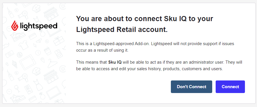 SKU IQ asks for access to your Vend/Lightspeed account