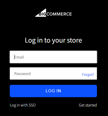 Big Commerce Login page