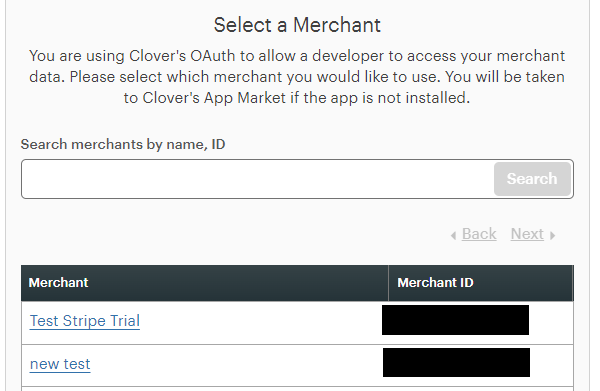 clover select a merchant