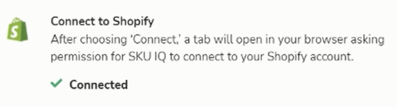 Shopify shows as connected