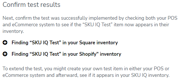 Confirm test results for square and shopify test products