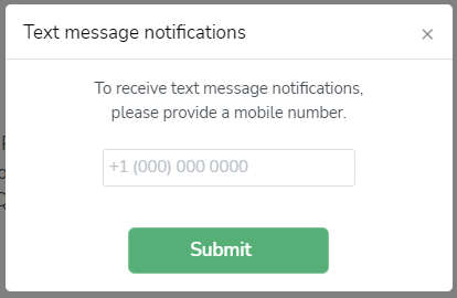text message notification popup from notifications part of setup wizard