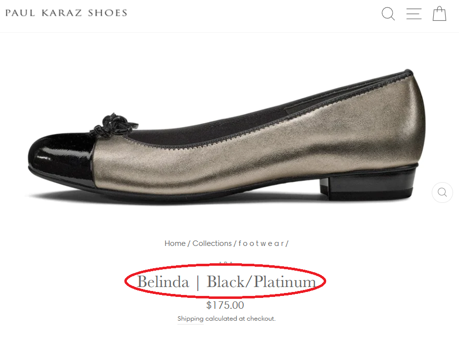 paul karaz shoes belinda black/platinum with title circled